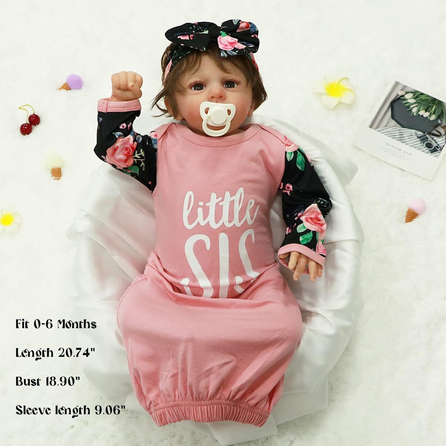 AMAWMW Newborn Baby Girl Little Sister Sleeper Gown Stripe Long Sleeve Nightgown Pajamas Gifts Stuff Essential Outfit