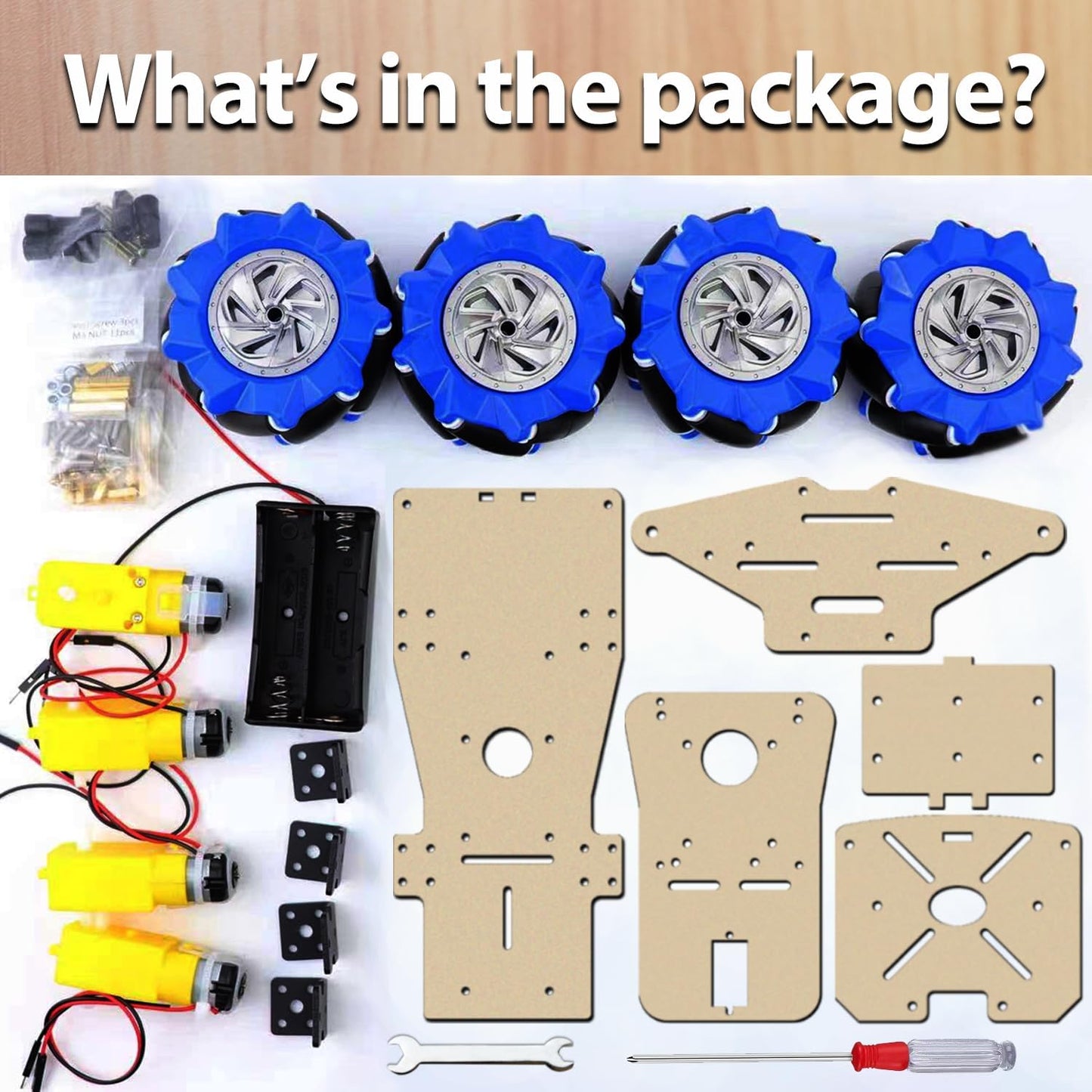 4WD Mecanum Wheel Smart Car Robot Chassis for Arduino R3 R4/ Leonardo/Raspberry Pi 5/4B/3B+/3B/2B/1B+ Projects with TT Motor, DIY Robot Building Base Kit for Teens & Adults