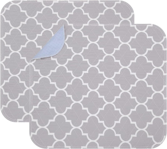OUTCREATOR® Washable Bed Pads 21" x 22" (Pack of 2), Incontinence Mattress Protector, Anti-Slip Waterproof Underpads for Adults Kids Elderly Pets, Absorbency & Reusable Bedwetting Pads (Gray)