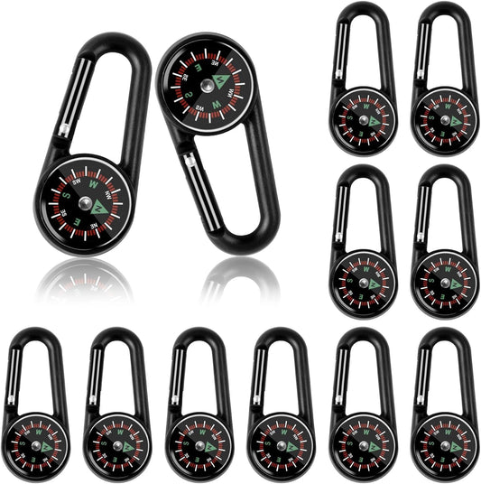 12 Pcs Mini Compass Keychain for Kids Bulk, Small Pocket Magnetic Compass Survival Hiking for Outdoor Survival Camping Party Backpacking Accessory