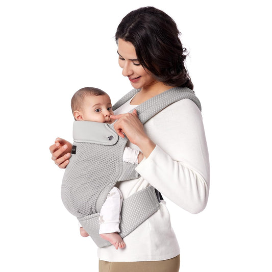 Momcozy Breathable Mesh Baby Carrier, Ergonomic and Lightweight Infant Carrier for 3-24 Months with Enhanced Lumbar Support, All Day Comfort for Hands-Free Parenting, Air Mesh-Grey
