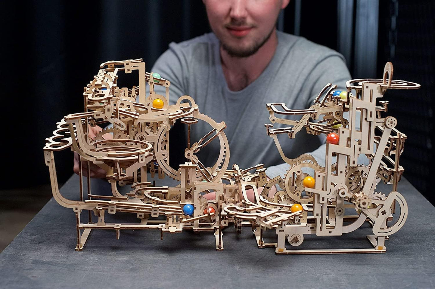 UGEARS 3D Wooden Puzzles for Adults - Wooden Marble Run Tiered Hoist Model Kit - Advanced Wooden 3D Puzzle Model Building Kits - DIY Marble Race as Hobbies for Men and Women Adult Crafts - 315 Pcs