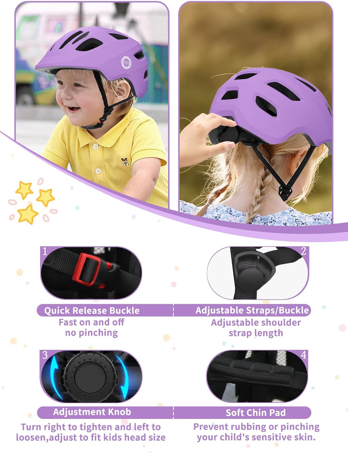 XJD Toddler Helmet Kids Bike Helmet for Infant/Baby Multi-Sport Adjustable Skateboard for Kids Boys Girls Lightweight for Age 1 and Older