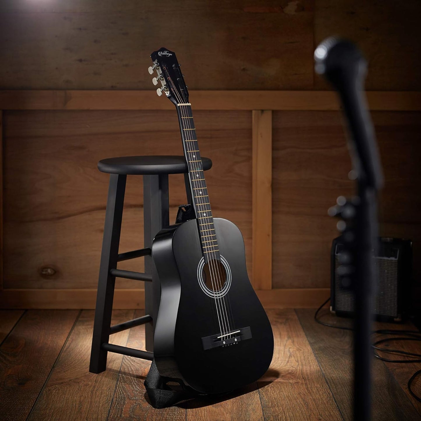 Ashthorpe 38-inch Beginner Acoustic Guitar Package (Black), Basic Starter Kit w/Gig Bag, Strings, Strap, Tuner, Pitch Pipe, Picks