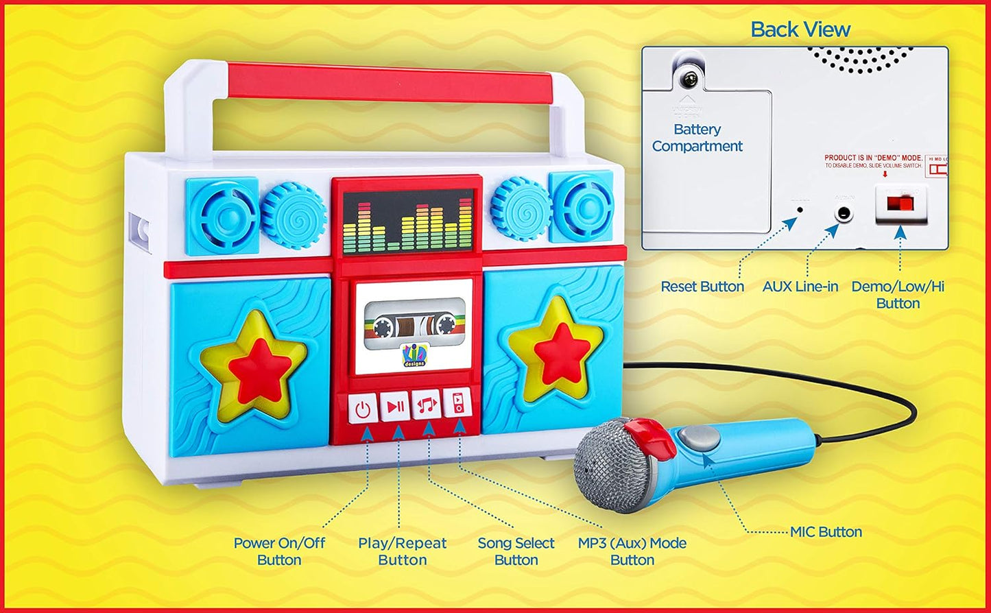 eKids Sing Along Boom Box Speaker with Microphone, Kids Karaoke Machine with Built in Music (Mother Goose)
