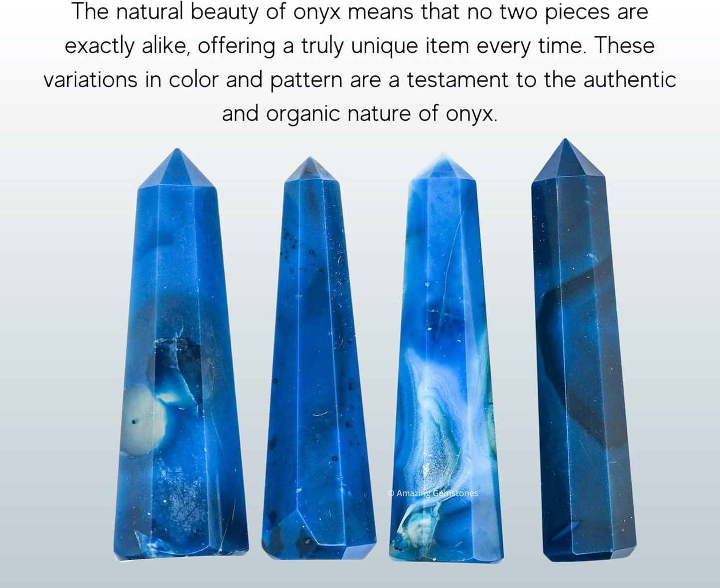 Amazing Gemstone Blue Agate Crystal Towers ~ Natural Healing Crystal Point Obelisk for Reiki Healing and Crystal Grid (3- Inch)