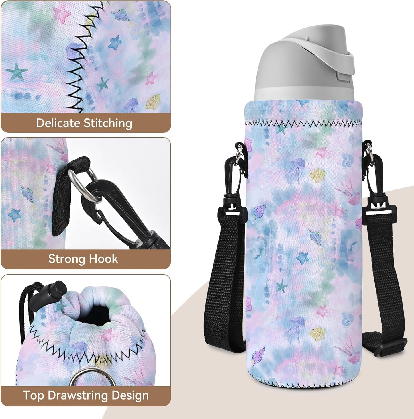 AUPET Water Bottle Sling Bag Carrier Crossbody Sleeve,Insulated Neoprene Bottle Case Holder Pouch Cover 500ML/17oz with Shoulder Strap for Walking Women Men