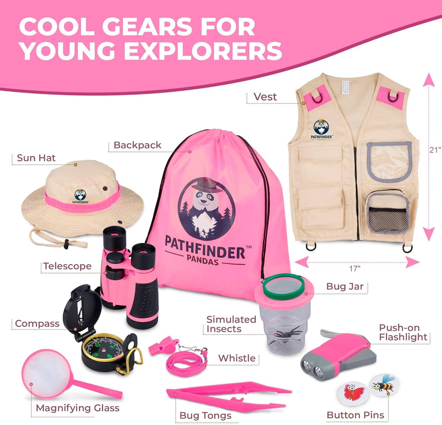 Kids Explorer Kit with Safari Vest & Hat for 3-12 Year Old Boys & Girls - Safari Costume Kids, Zoo Keeper, Paleontologist, Bug Kit & More - Giftable STEM Outdoor Explorer Kit for Kids + Bug Ebook