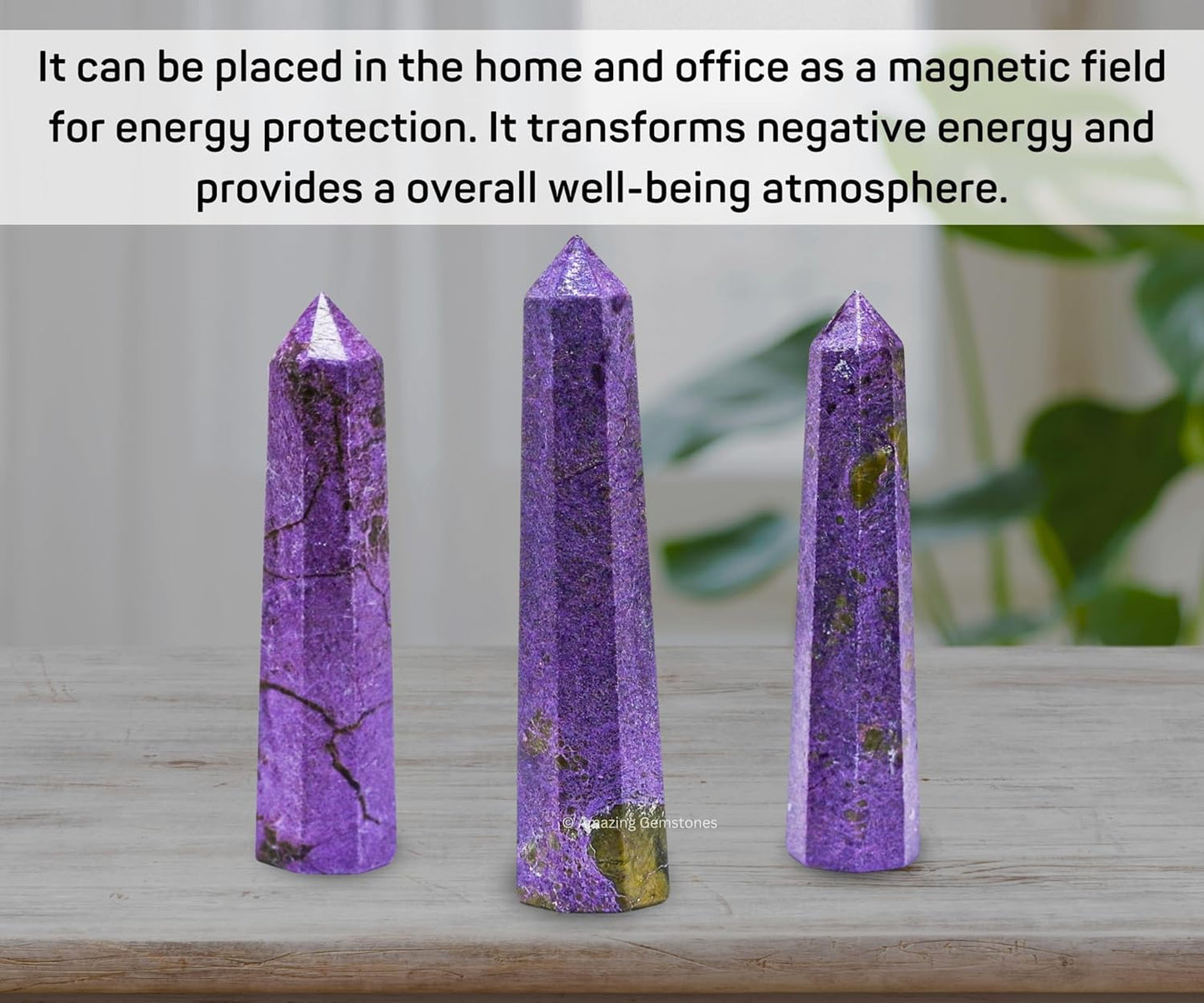Amazing Gemstone Stichtite Crystal Towers - Natural Healing Crystal Point Obelisk for Reiki Healing and Crystal Grid (3 Inch)