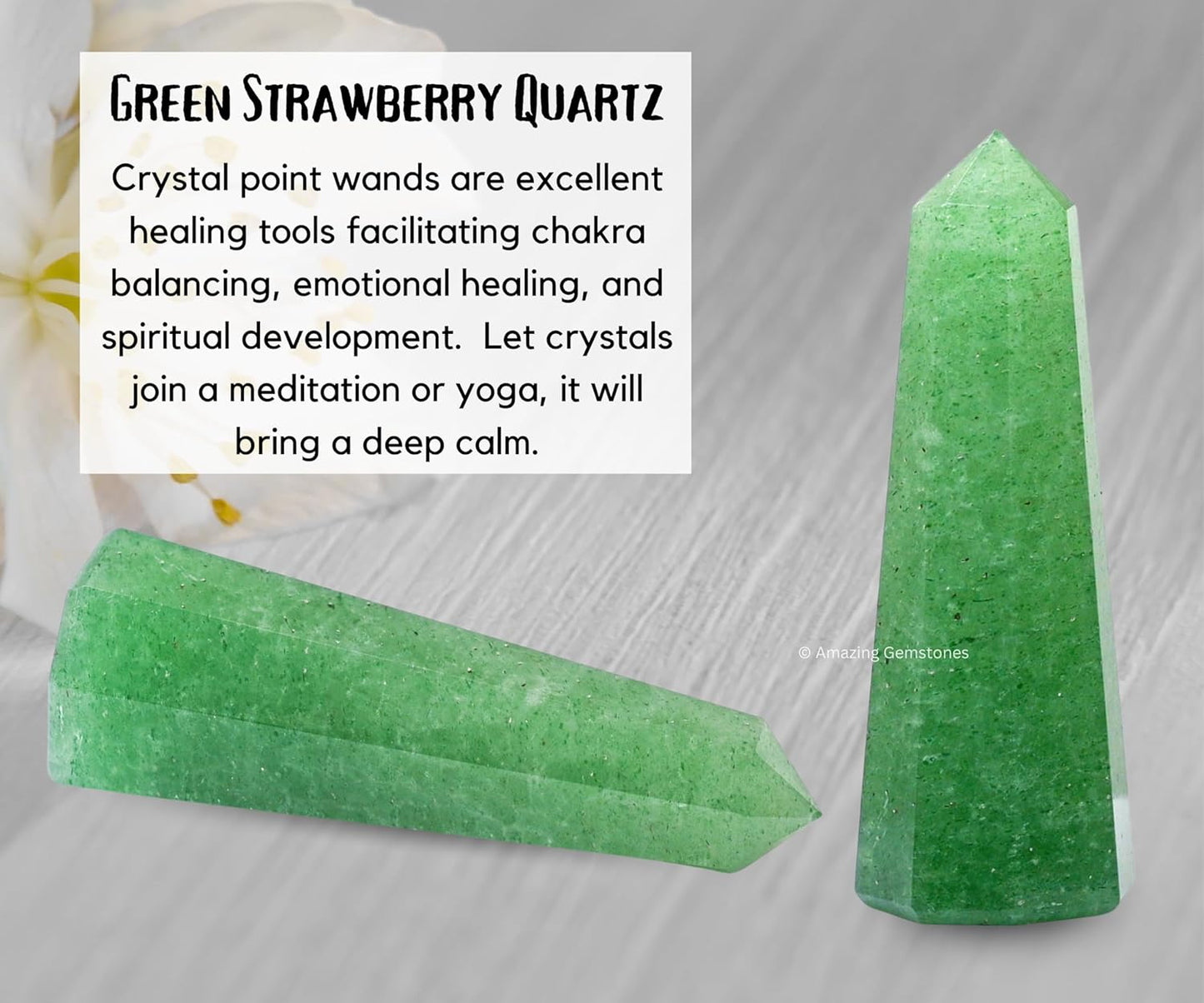 Amazing Gemstone Green Strawberry Quartz Crystal Towers ~ Natural Healing Crystal Point Obelisk for Reiki Healing and Crystal Grid (2 to 3 INCH)
