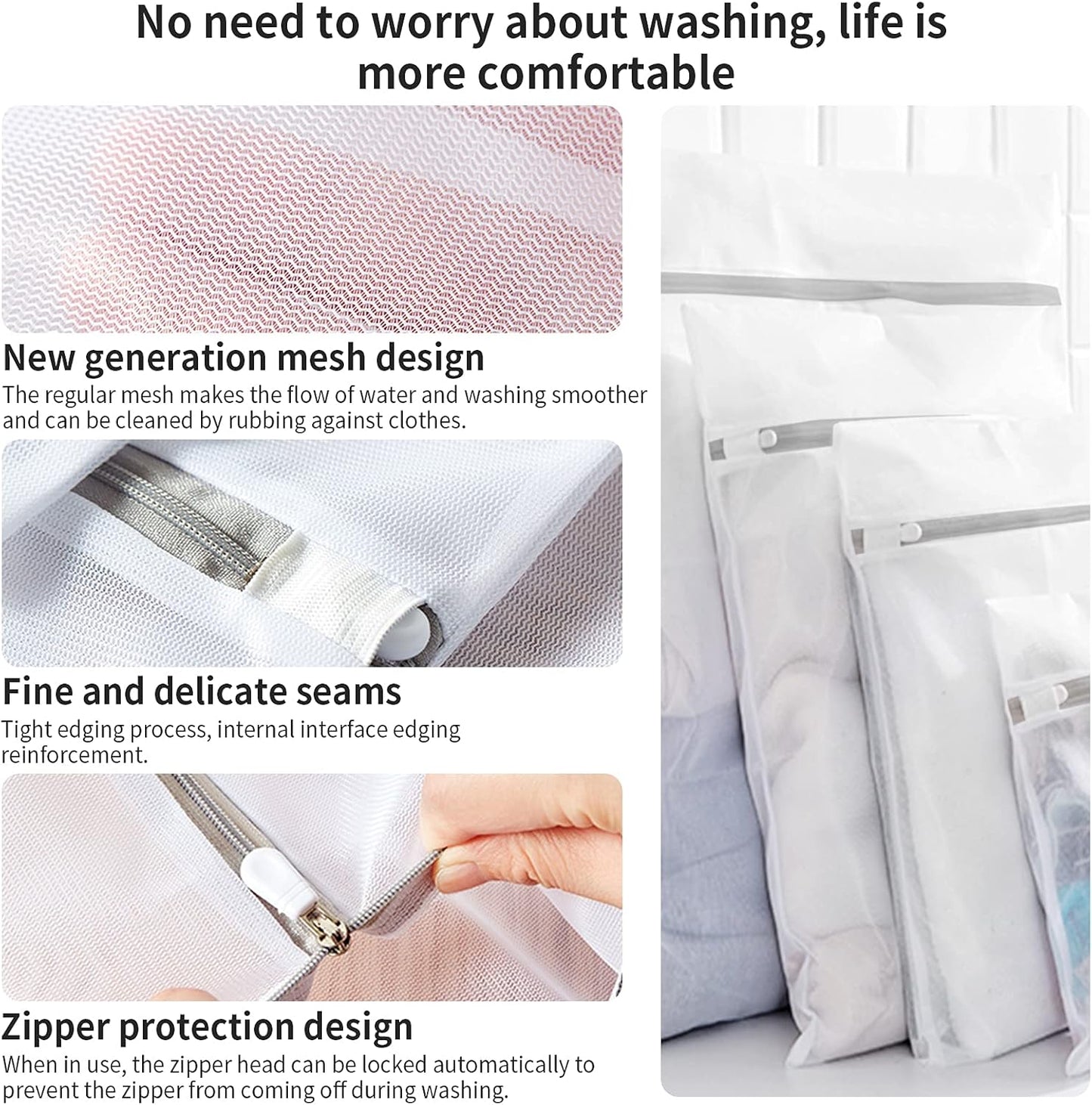 3 Pack XXL Mesh Laundry Bags by MDSXO- Large Jumbo Durable Delicates Bag for Washing Machine for Jackets, Curtains, Jeans 24 * 24 inch [3 Pack]