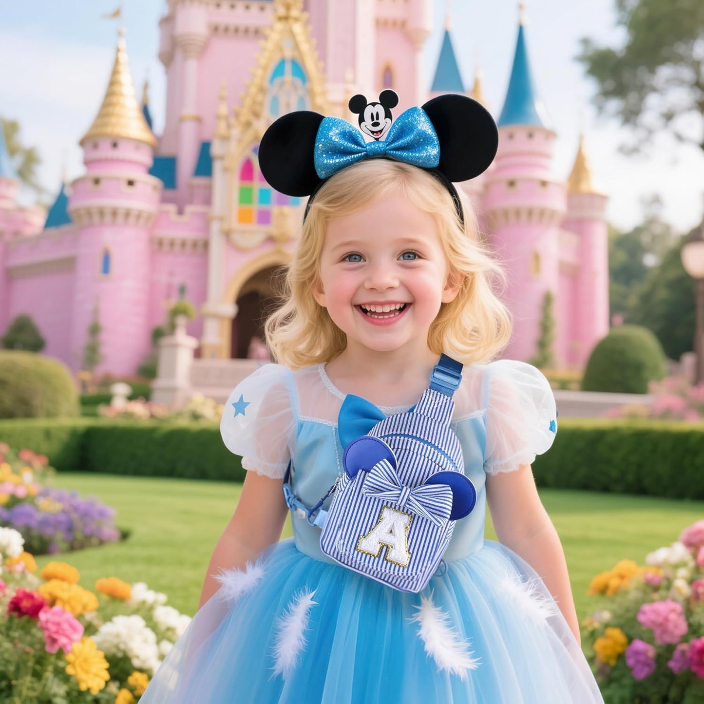 Kids Cross Body Bag, Birthday Gifts for 3 4 5 6 7 8 9 Year Old Girls Gift, Small Sling Bags for Girls Kid Daughter Birthday Gift for Kids Girl Monogram Small Belt Bag (Blue K)