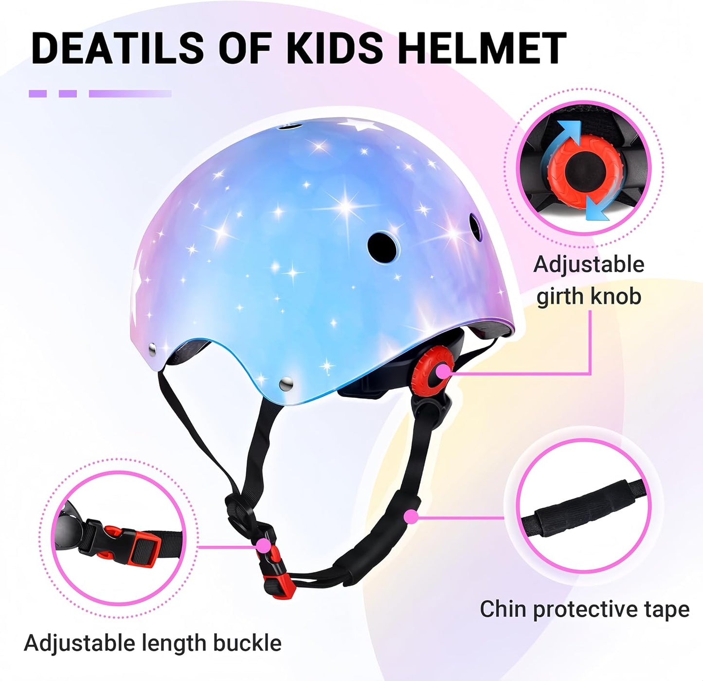 Kids Helmet for 2-3-5-8-14 Ages Girls and Boys, Ventilation and Impact Resistance Toddler Helmet for Multi-Sport Bicycle Scooter Inline Roller Skate and Skateboarding