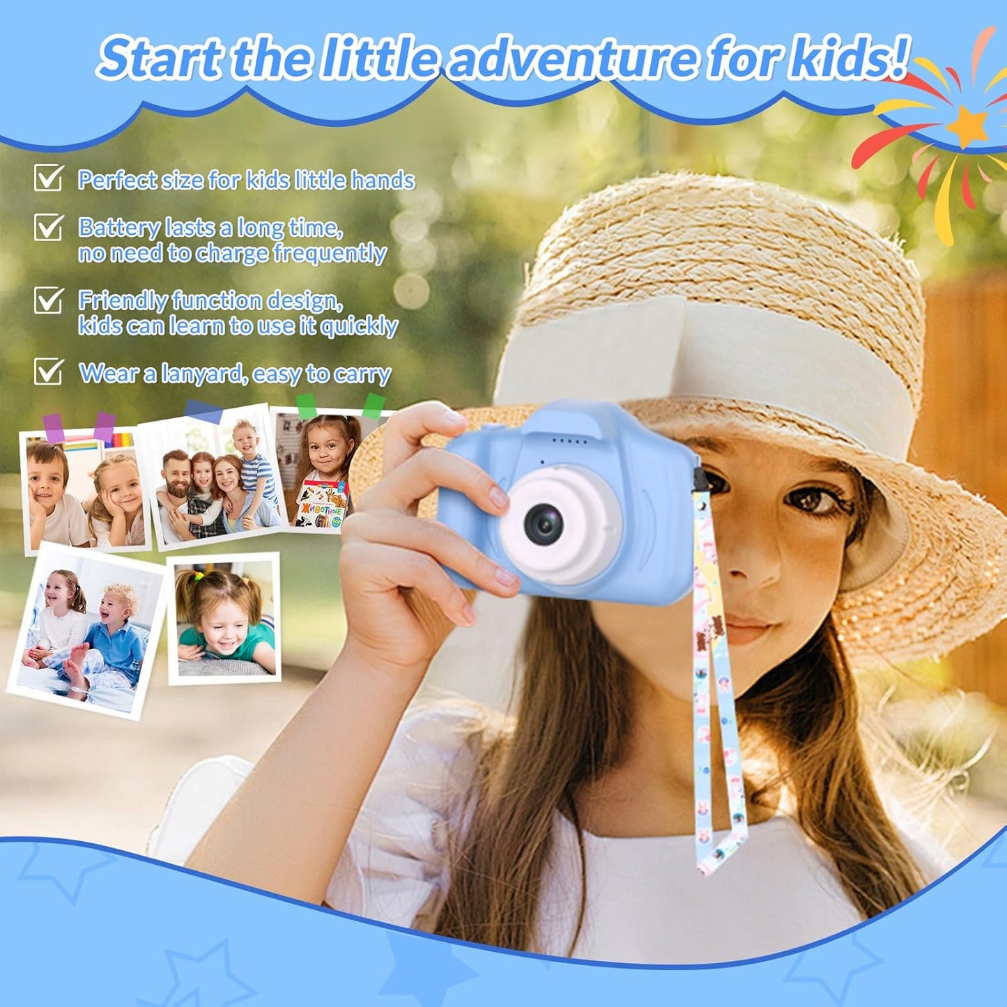 Mafiti Kids Camera,26MP HD Mini Selfie Digital Camera for Kids,Toddler Camera1080P Video,Outdoor Toy for Holiday,Birthday Xmas Gift for 3-8 Years Old Girl Boy,Blue