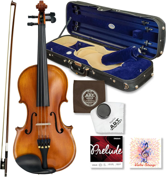 Kennedy Violins Louis Carpini G2 Violin Outfit CLEARANCE Carrying Case and Accessories Included - Solid Maple Wood and Ebony Fittings (3/4)