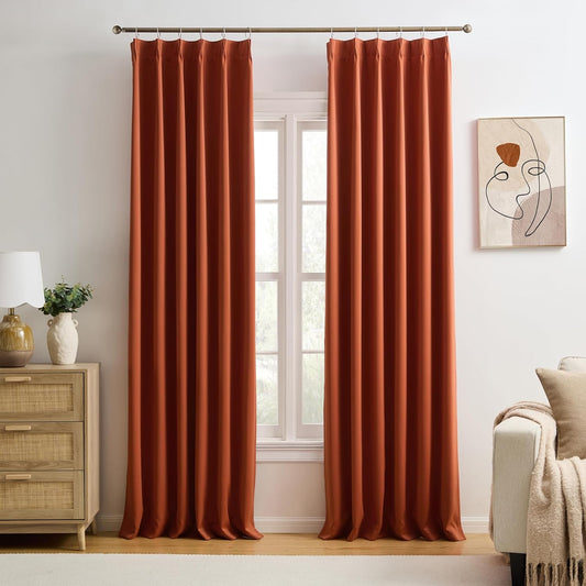 KEQIAOSUOCAI 92 Inch Custom Blackout Curtains for Living Room 2 Panels Set,Copper Pinch Pleat with Hooks Hippie Decorative Pleated Window Drapes Rustic Western Curtain for Bedroom Cabin W40 x L92