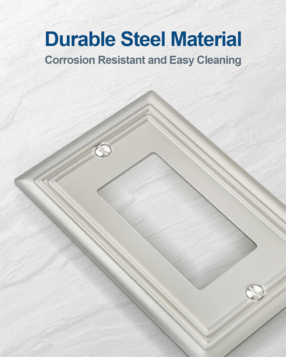 4-Pack Decorator Wall Plate, for Dimmer Switch, GFCI Outlet and Receptacal, Satin Nickel Outlet Cover, Midsize, A031 Series