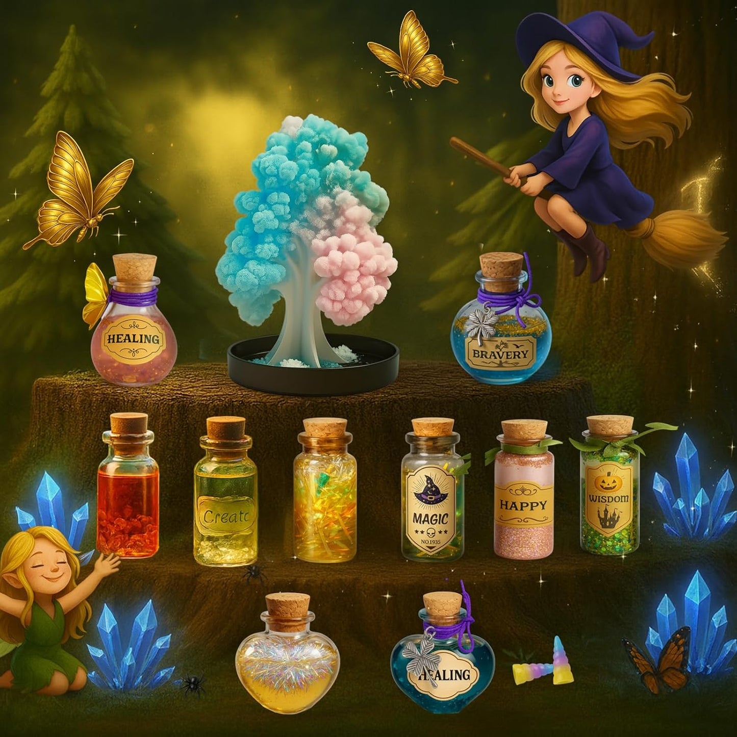AMIZEY Fairy Potion Kit for Kids with Magic Growing Tree-20 Bottles- Gifts for Girls - 6 7 8 9 10 11 12 Year Old Girl Gifts
