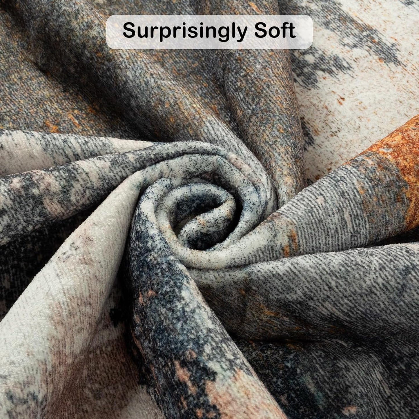 Kelarea Living Room Rug, 6x9 Rug Modern Abstract Washable Rugs Grey Faux Wool Vintage Carpet, Non Slip Rugs for Living Room, Bedroom, Dining Room, Kids Playroom, Home Office