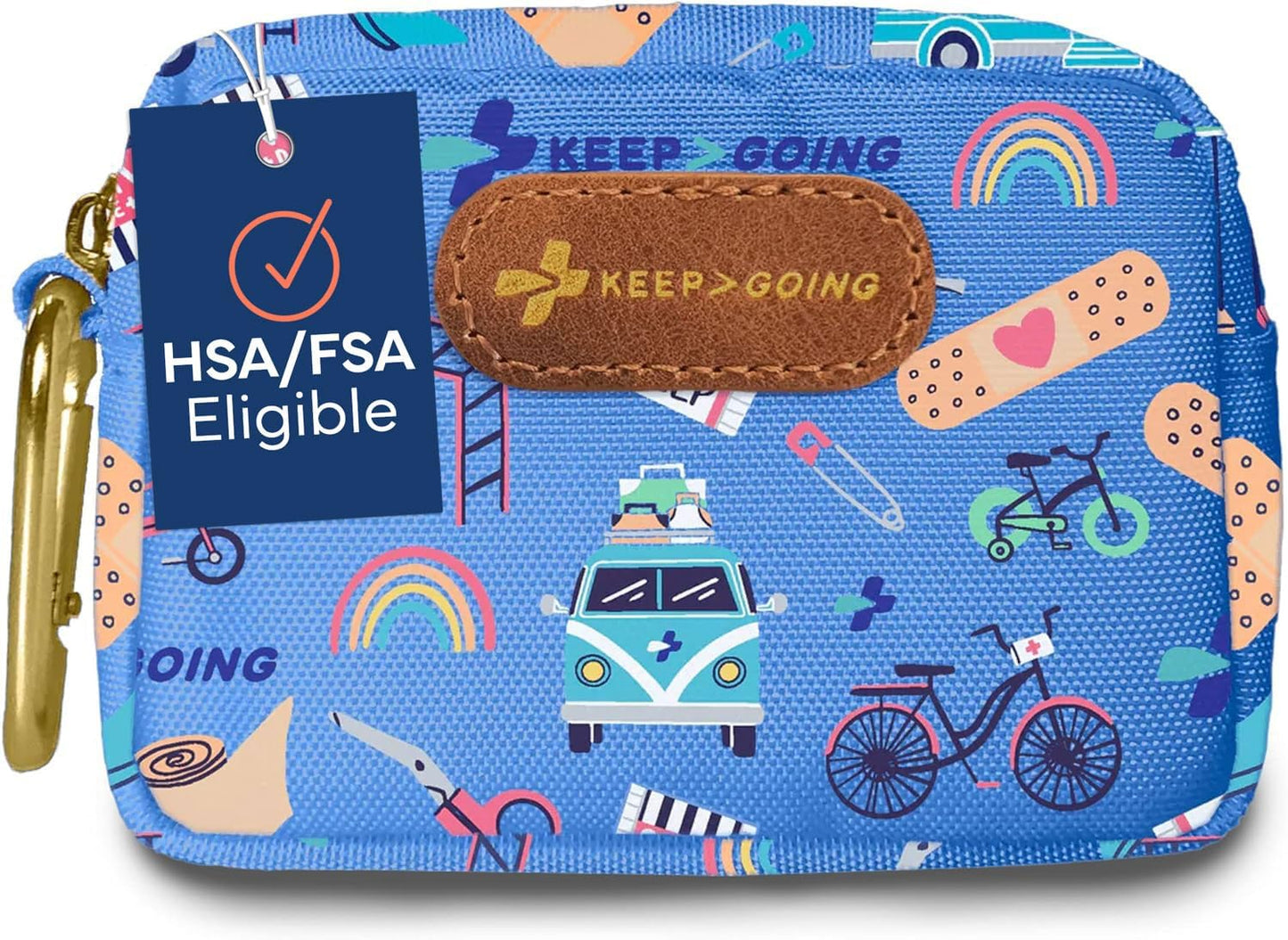 KeepGoing Small Travel First Aid Kit Kids – 60 Pc. Mini First Aid Kit for Purse, Diaper Bag, & Backpack with Latex-Free Bandages – 4 Oz., & 4.5 x 3.5 x 2 in, TSA-Approved