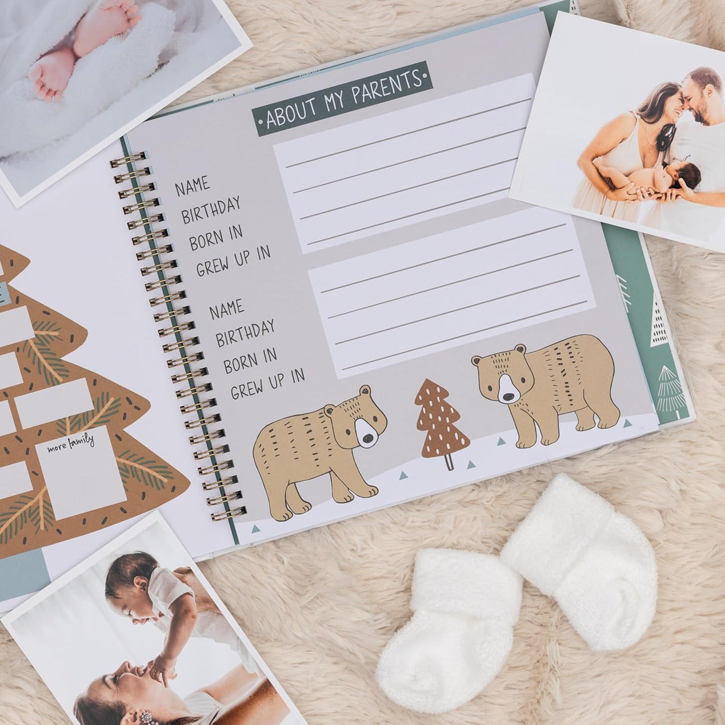 Keepsake Baby Memory Book for Baby Boy or Girl – Timeless Woodland Baby Journal Scrapbook Photo Album for First 5 Years – Milestone Book to Record Every Event from Birth to Age 5