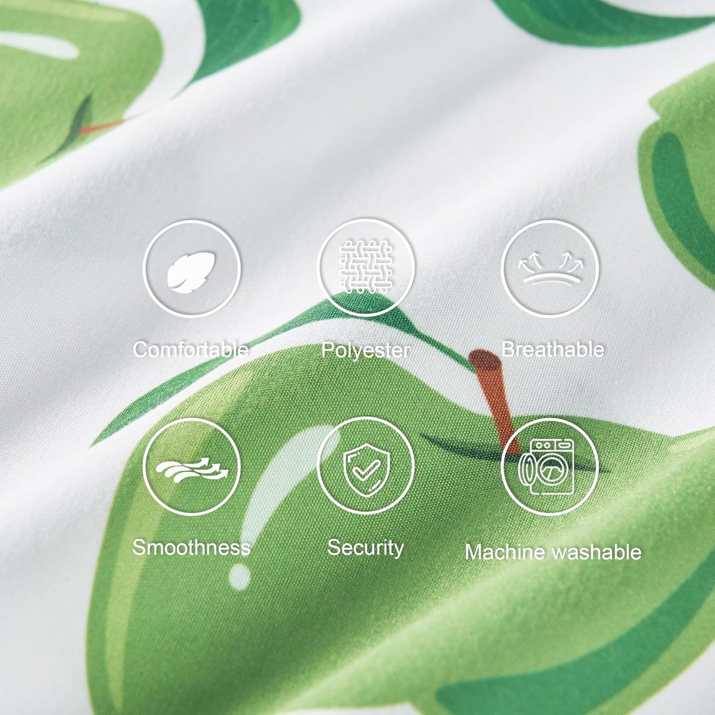 TILLYOU Toddler Pillowcases 13 x 18 Travel Pillow Case 2 Pack, Kids Pillowcases Machine Washable with Envelope Closure, Green Apple & Fruit Green