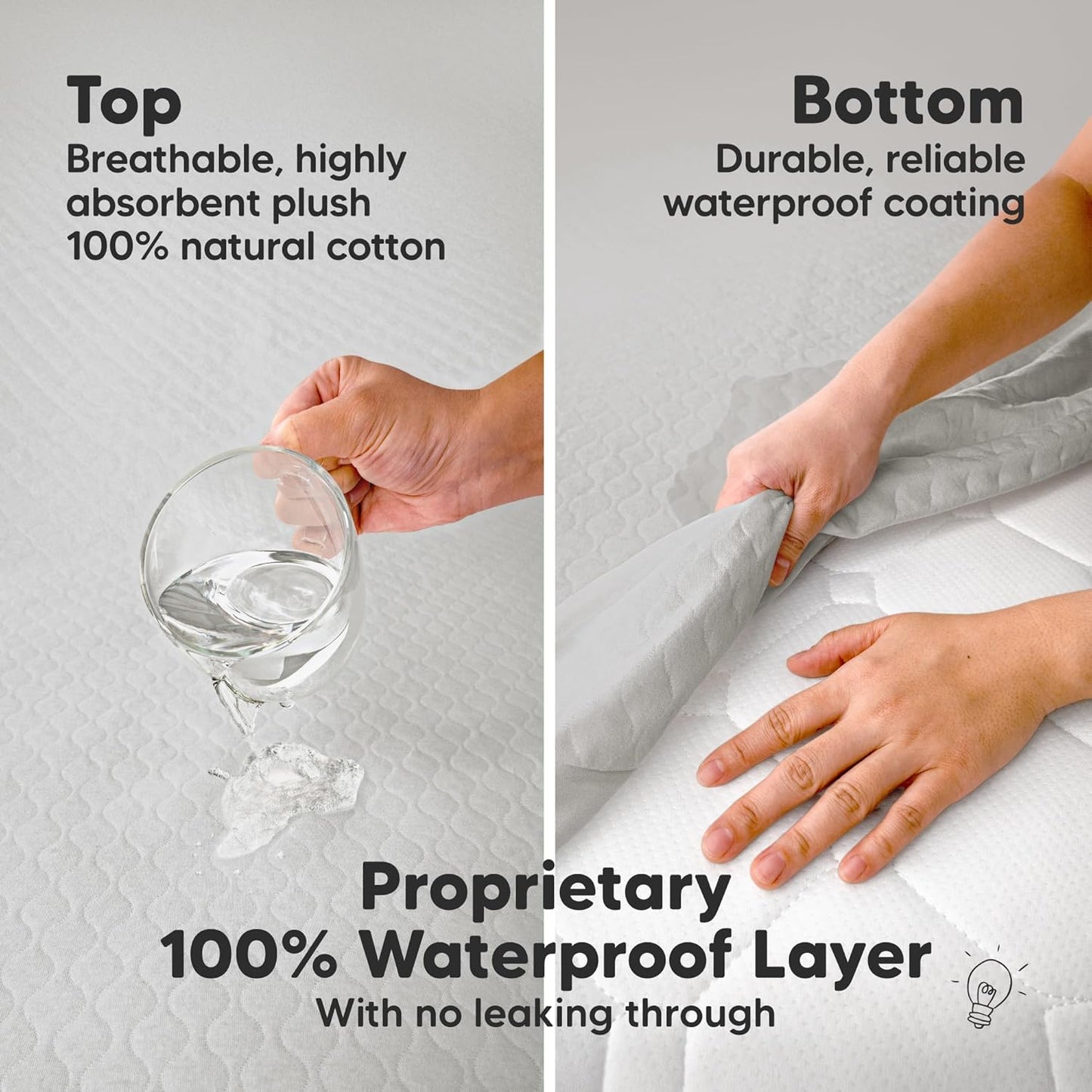 Waterproof Crib Mattress Protector Cover Fitted - 2-Pack Quiet Baby Crib Mattress Pad Sheets, 52" x 28" Soft Quilted Cotton Baby Sheet, Machine Washable, Easy Fit, Durable (Granite/Mavy)