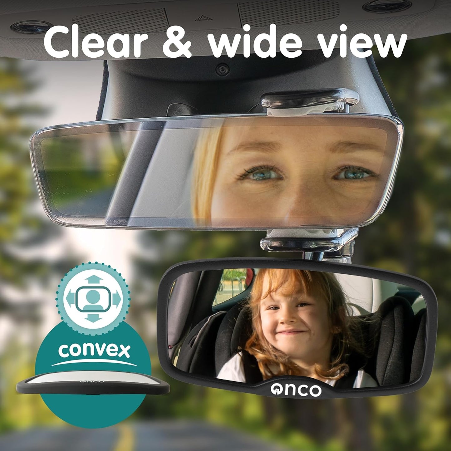 Onco Forward Facing Baby Car Mirror - Clip On Car Mirror for Baby, 100% Shatterproof & Shakeproof, Newborn Essentials