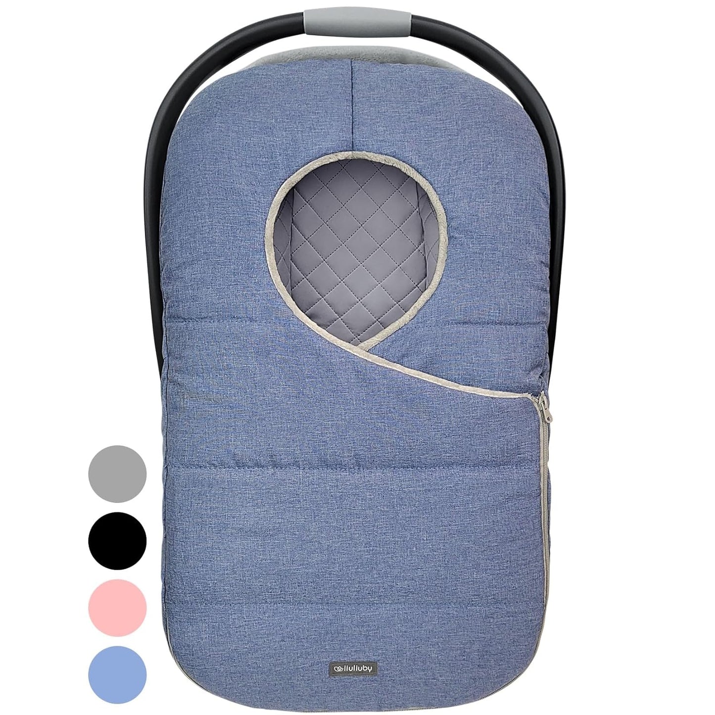 liuliuby Winter Carseat Covers Baby Boy | Infant Car Seat Cover Baby | Doona Accessories | Warm & Thick Fleece Canopy for Infant & New Born Cold Weather (Blue)