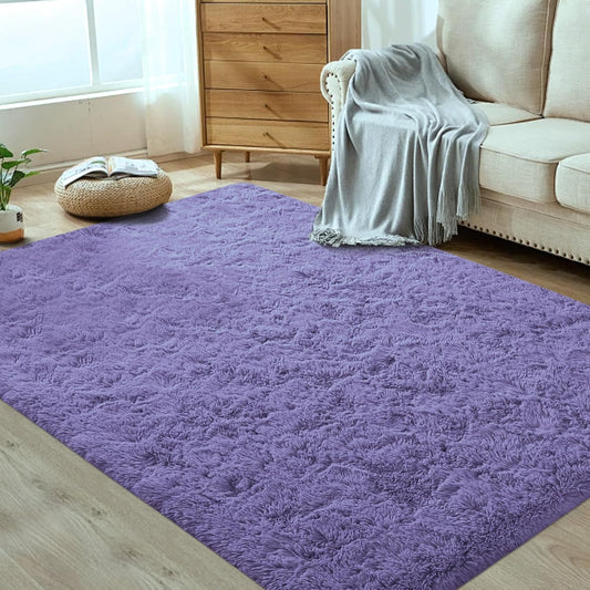 4x6 Area Rug for Living Room: Fluffy Shag Soft Washable Rugs Fuzzy Plush Indoor Carpet for Bedroom Nursery Playroom Dorm Kids Girls Boys Room (Purple, 4'x6')