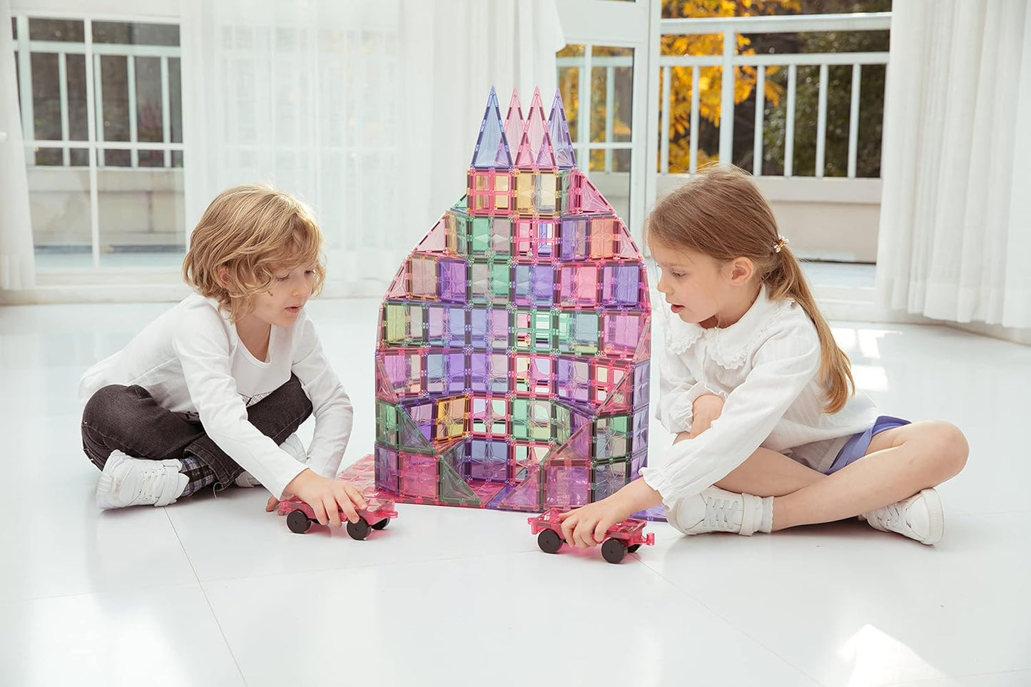 120PCS Premium MagneticTiles, Magnet Tiles, STEM AUTHENTICATED, Magnetic Blocks, Magnet Tiles, Magnetic Building Blocks, Magnets for Kids, MagneticTile Toy Boys Girls Age 3 4 5 6 7 8