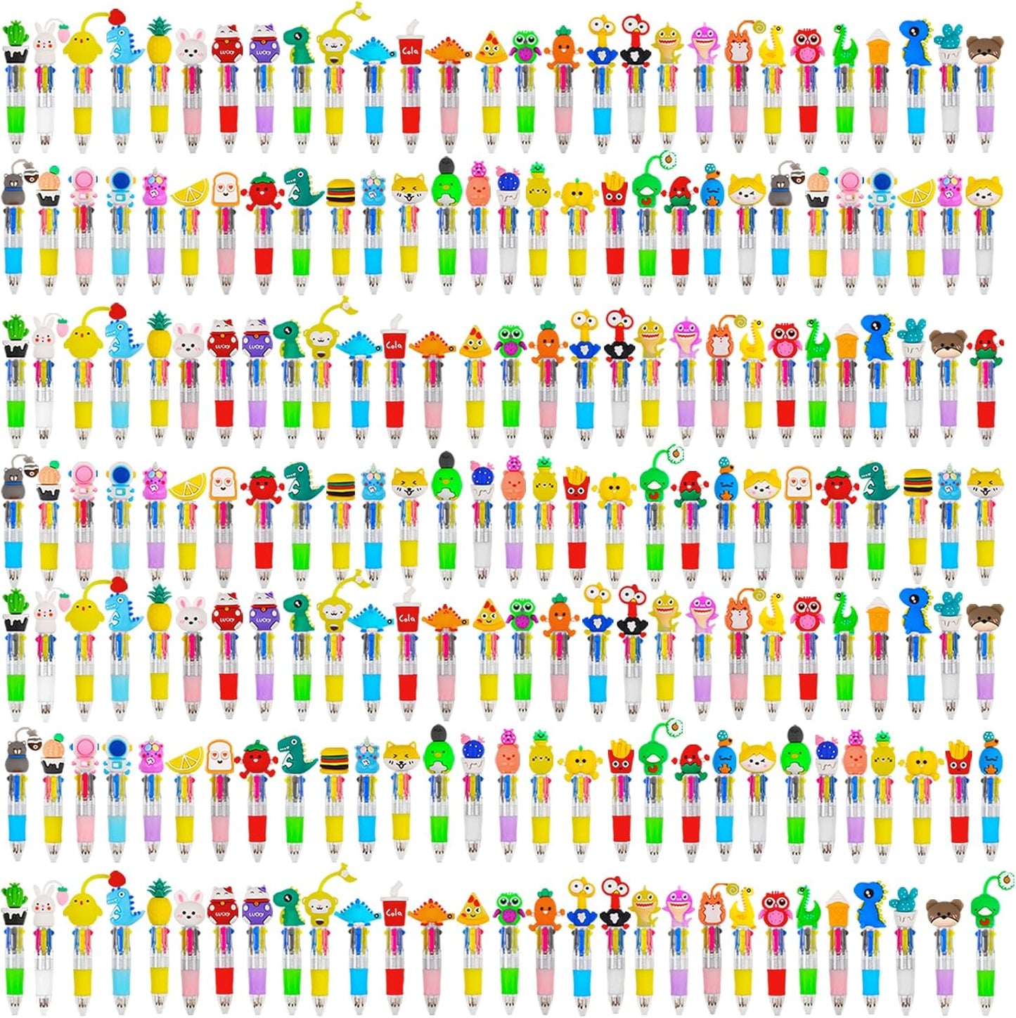 200Pcs Mini Multicolor Pens in One 4-in-1 Cute Pens Bulk for Kids, Ballpoint Pen for Birthdays and Children's Parties, Fun Gifts Assorted Ink Kawaii Pen