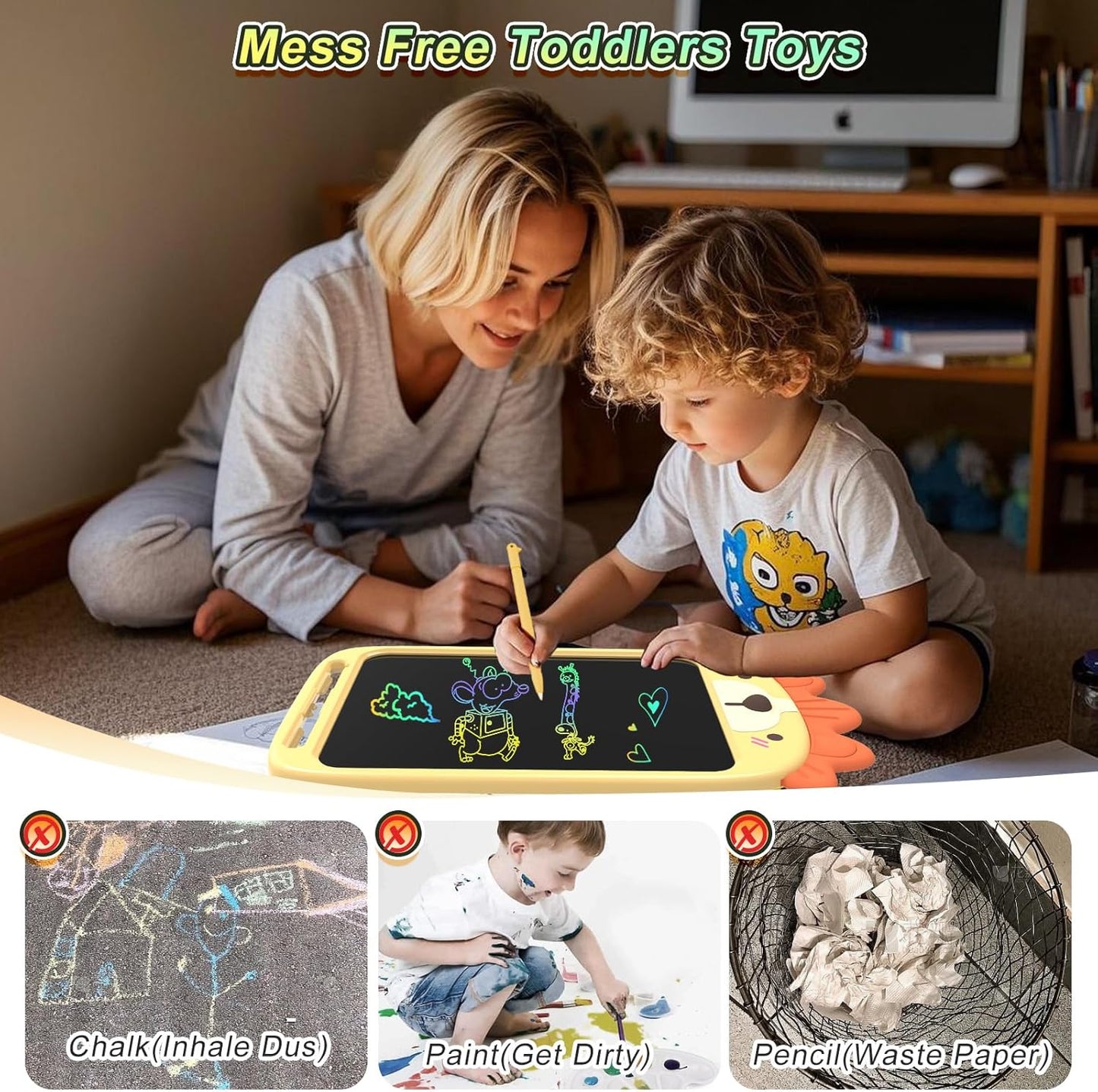 10 Inch LCD Writing Tablet, Erasable Doodle Board Toy, Cute Lion Drawing Pad for Kids Ages 2-6 - Educational Christmas Birthday Gift (Lion)