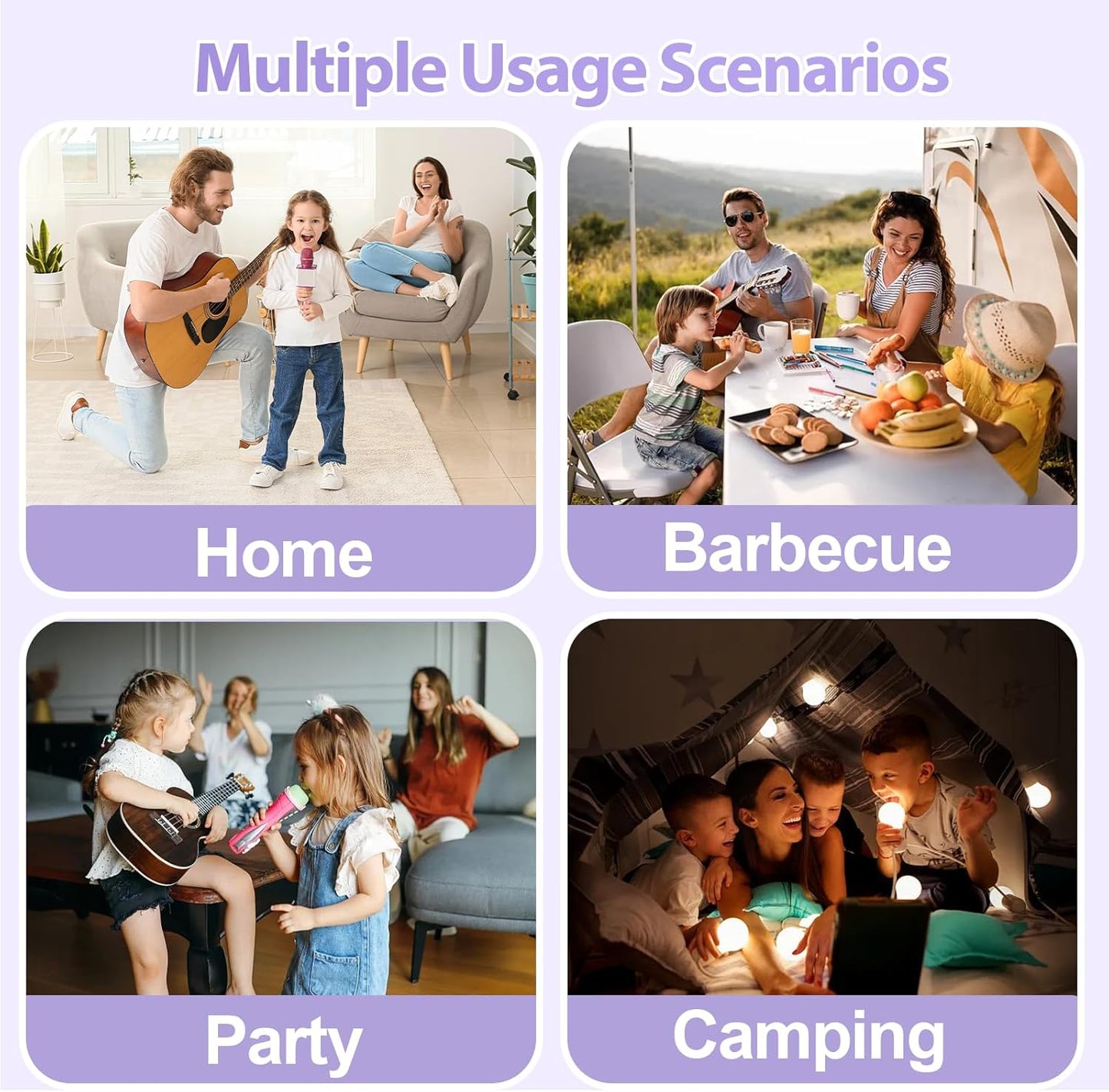 Mini Karaoke Machine for Kids, Birthday Easter Gifts Toys for Girls Boys Ages 3-12+, Portable Bluetooth Speaker with Upgraded 2 Wireless Microphones, Toddler Toys for Singing Home Party Family, Purple