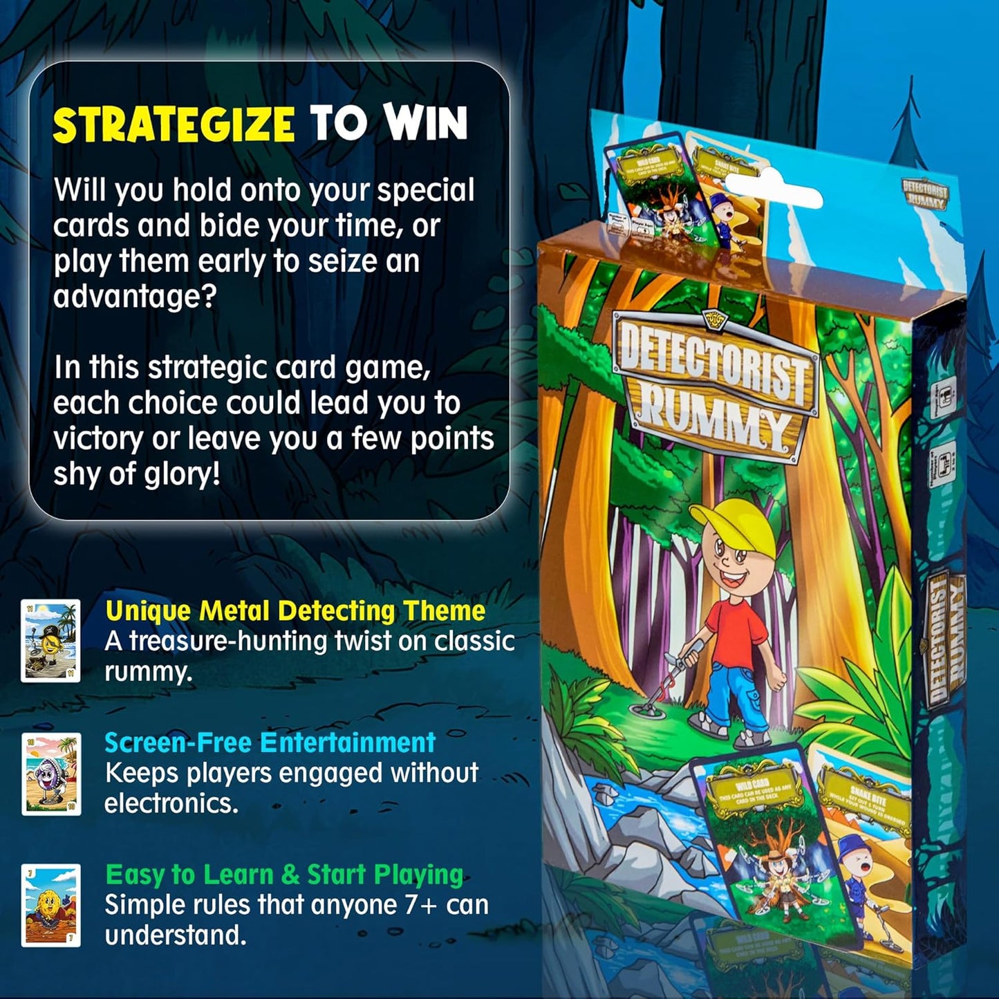 Detectorist Rummy Playing Card Game Set for Kids and Adults – Fun Strategy Card Game for Family Game Night – Ages 7+ – Easy to Learn, Enhances Math & Thinking Skills – Great Gift or Stocking Stuffer