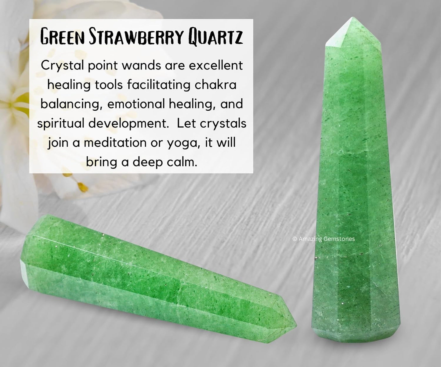 Amazing Gemstone Green Strawberry Quartz Crystal Towers - Natural Healing Crystal Point Obelisk for Reiki Healing and Crystal Grid (3 Inch)