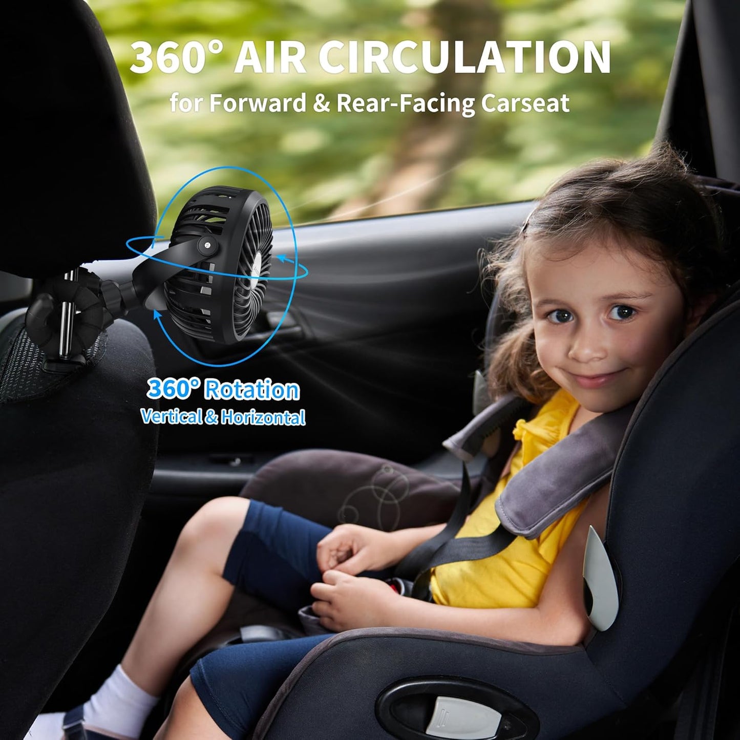 AMACOOL Battery Operated Stroller Fan Flexible Tripod Clip On Fan with 3 Speeds and Rotatable Handheld Personal Fans for Car Seat Crib Bike Treadmill (Black)