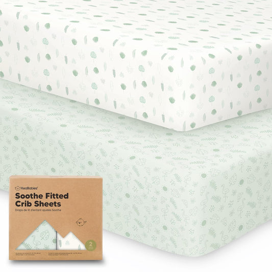 KeaBabies 2-Pack Organic Crib Sheets for Boys, Girls - 52x28 Fitted Crib Mattress Sheet Neutral, Breathable Jersey Cotton Cover for Baby Bed, Toddler Mattress, Soft & Cute Prints (Tropic Oasis)