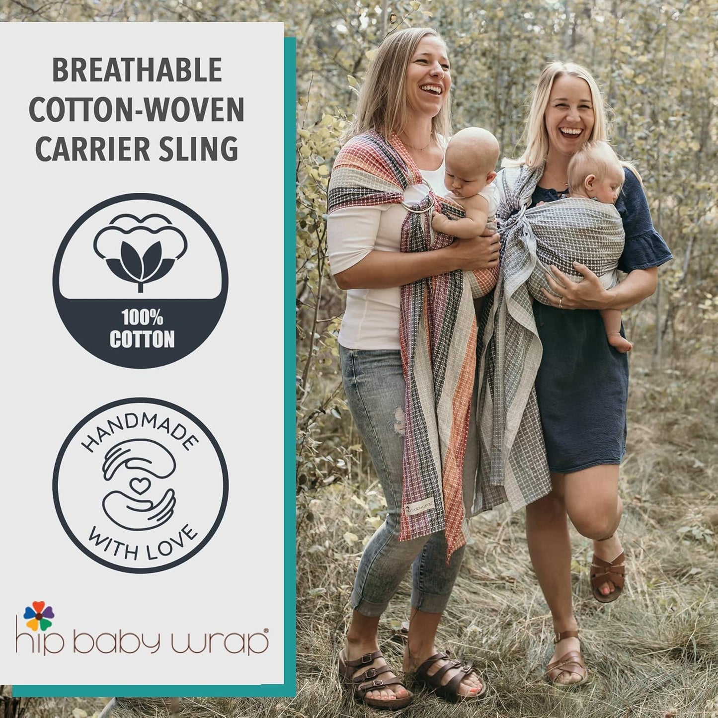 Hip Baby Wrap Ring Sling Baby Carrier for Infants and Toddlers - 100% Soft Cotton Baby Wraps Carrier for Babies 8-35 lbs - Perfect Baby Shower Gifts Moms and Dads - Nursing Cover (Rainbow Honeycomb)