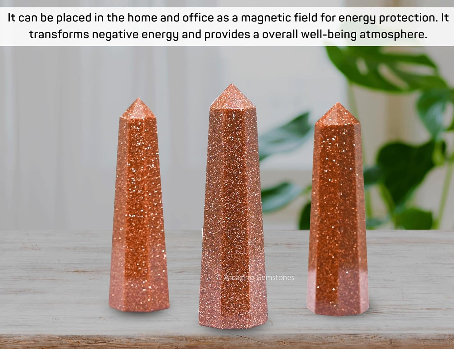 Amazing Gemstone Red Goldstone Crystal Towers - Natural Healing Crystal Point Obelisk for Reiki Healing and Crystal Grid (2 Inch to 3 Inch)