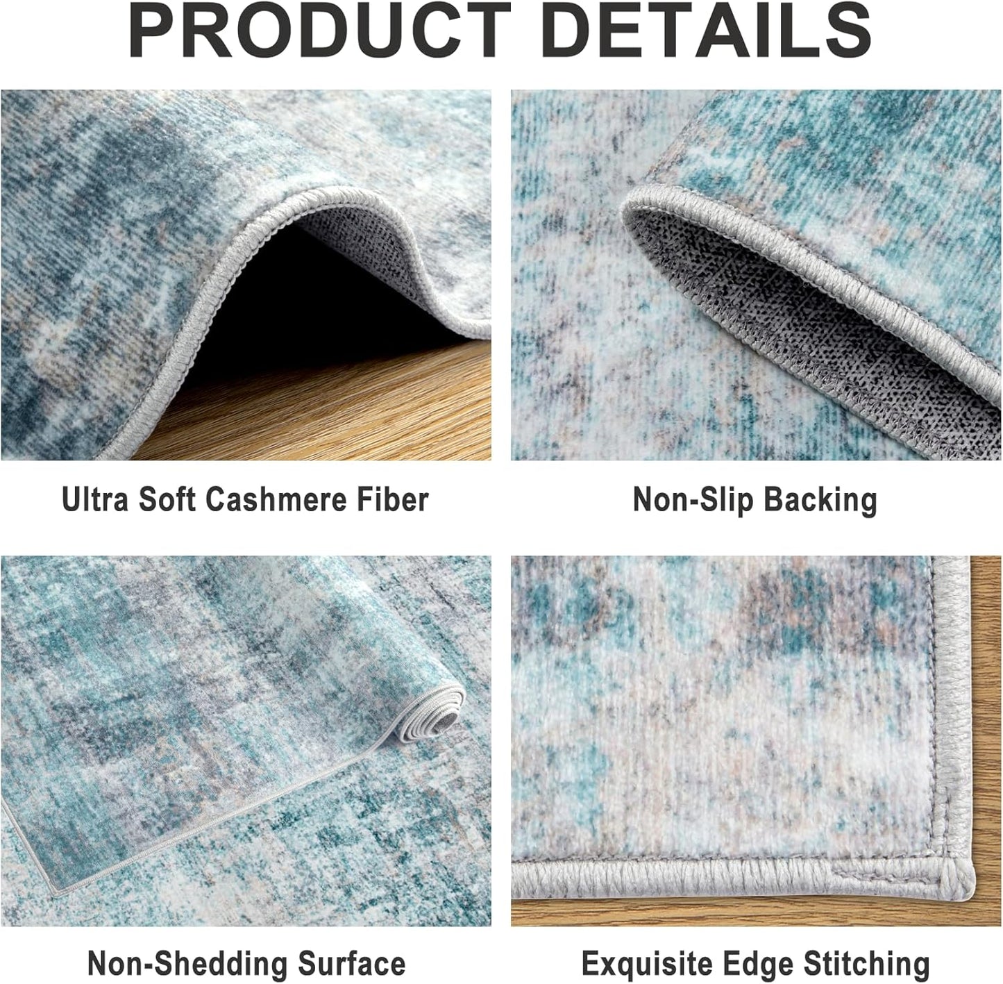 Area Rugs Living Room Rug - 5x7 Washable Modern Abstract Soft Neutral Non-Slip Carpet Large Indoor Floor Thin Carpets for Bedroom Dining Room Farmhouse Nursery Home Office Green