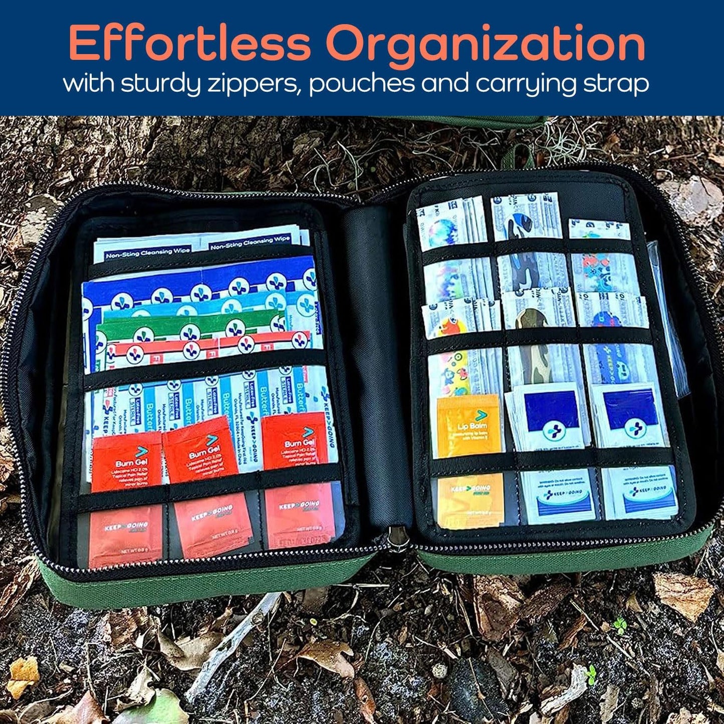 KeepGoing Large Home First Aid Kit for Kids – 270 Pc. for Car, Home, Dorm, & Boat with Latex-Free Bandages – 10 x 7 x 3.5 in. Travel First Aid Kit (Hunter Green)