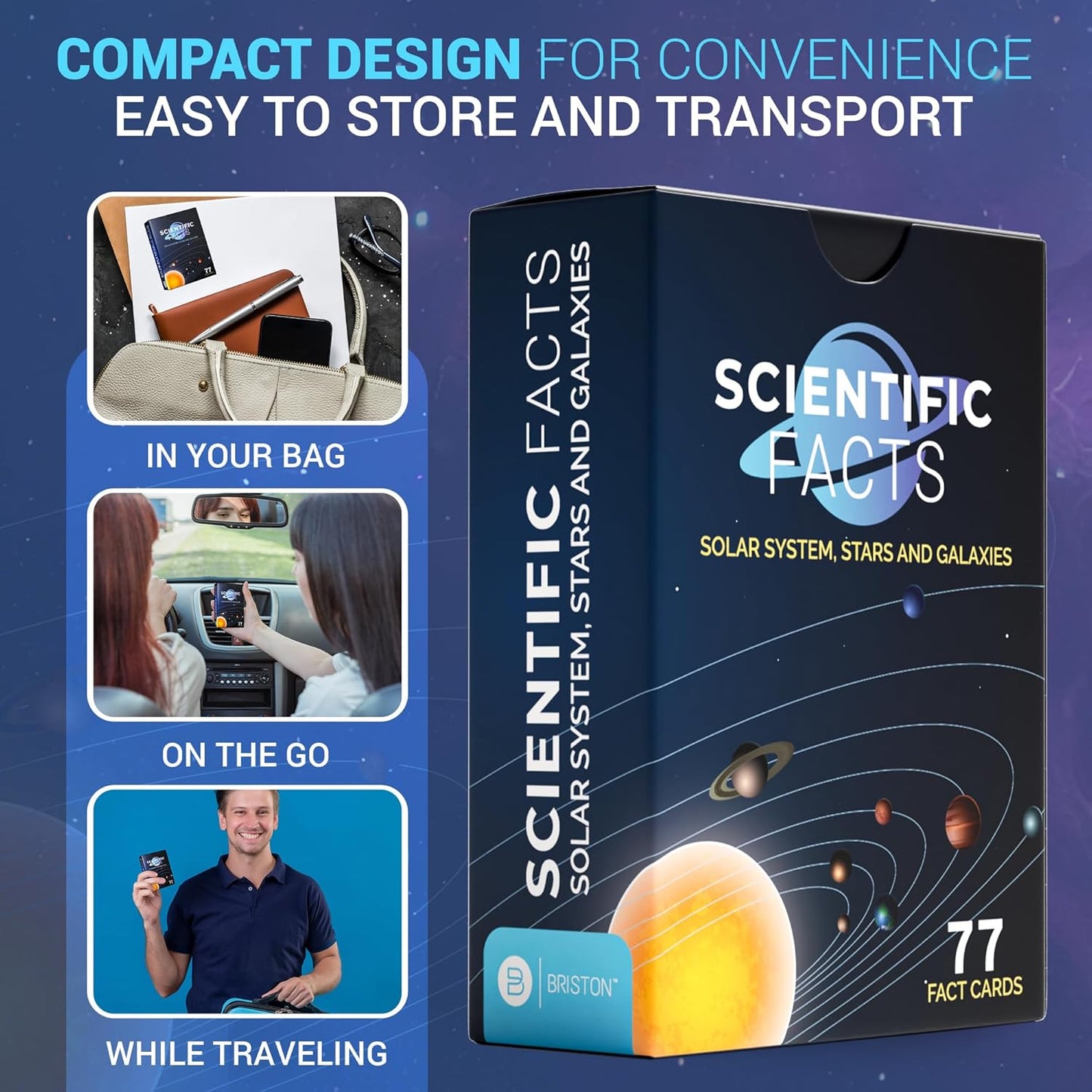 75 Space Flash Cards – STEM Learning Resource - Solar System, Stars, Galaxies, Planets, Satellites, Universe - Astronomy Flashcards for Science Students & Future Astronauts – Grade School & Homeschool