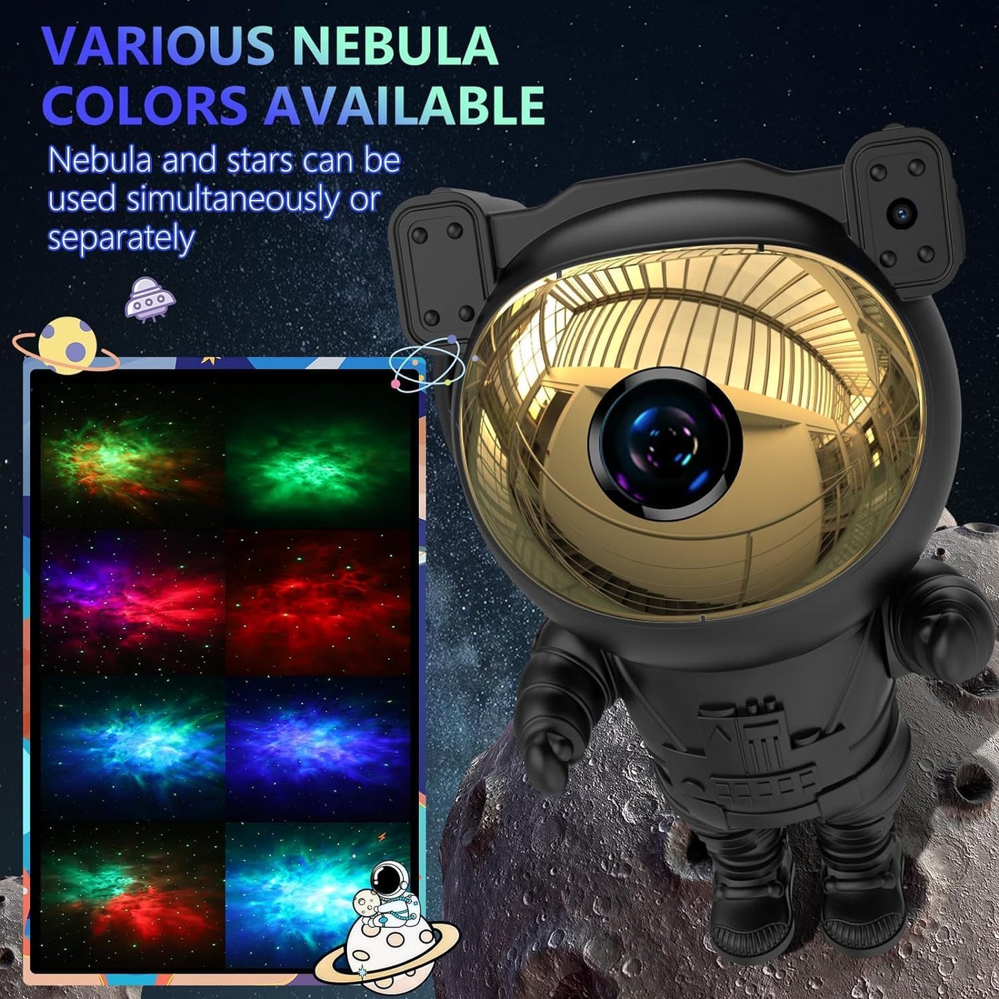 Astronaut Galaxy Projector Night Light,Star Projector Galaxy Light with Nebula,Starry Ceiling LED Lamp Space Buddy Projector with Timer and Remote for Bedroom,Kids Room Decor, Birthdays Gift(Black)