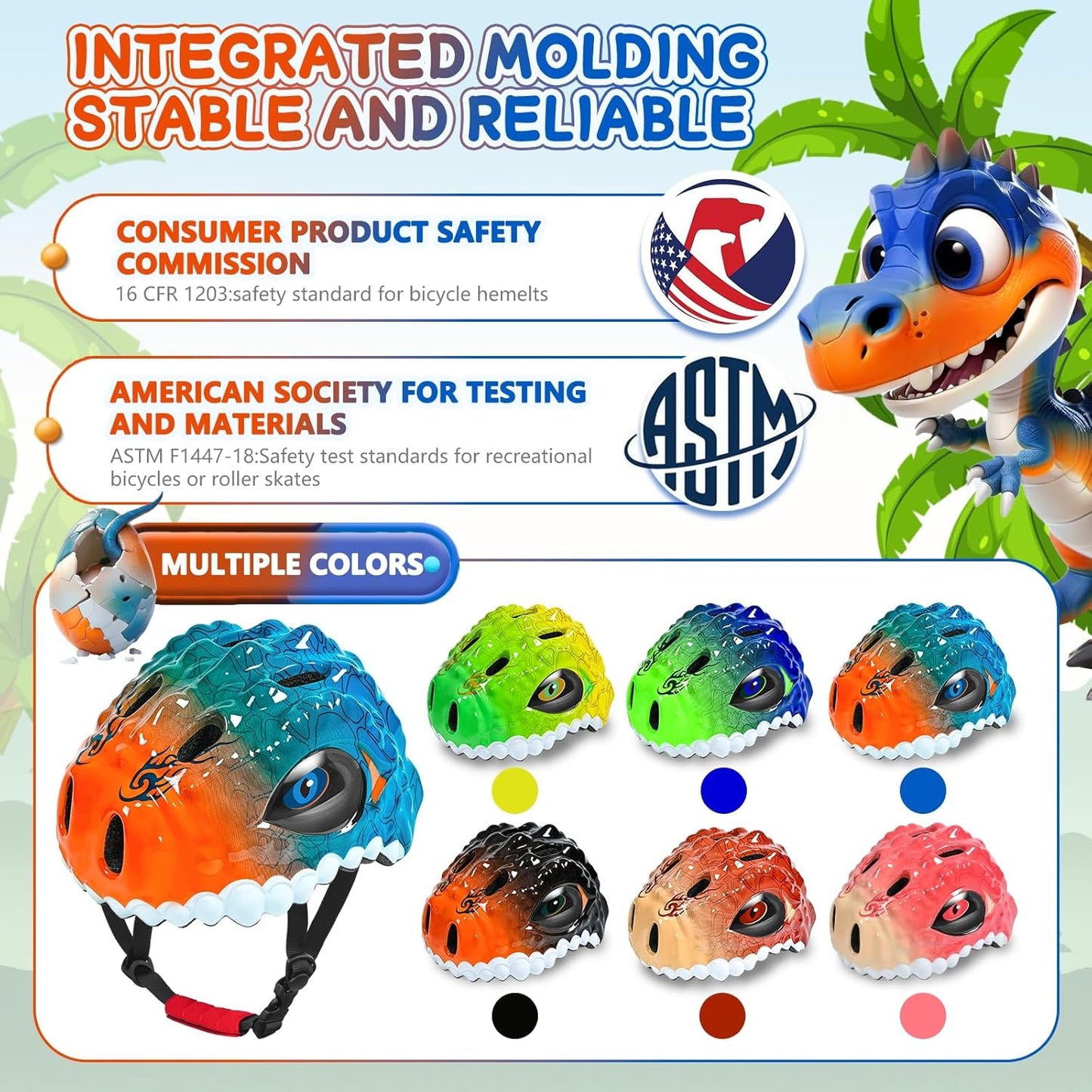 Toddler/Kids Bike Helmet Set for Boys Girls 3D Adjustable Kids Helmet Protective Gear Set Knee Elbow Wrist Pads and Multi-Sports Skateboard Scooter Cycling Roller Balance Bike