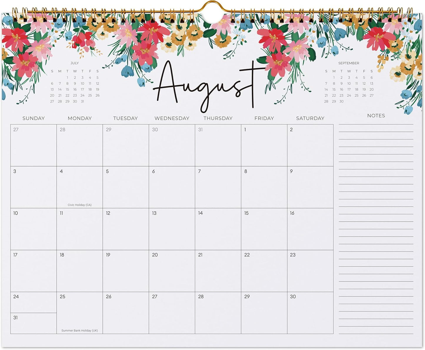 2025-2026 Calendar, Jokotha Wall Calendar 2025, Calendar Runs From Aug 2025 - Dec 2026, 15" x 12", Twin-Wire Binding, Hanging Hook, Floral Design