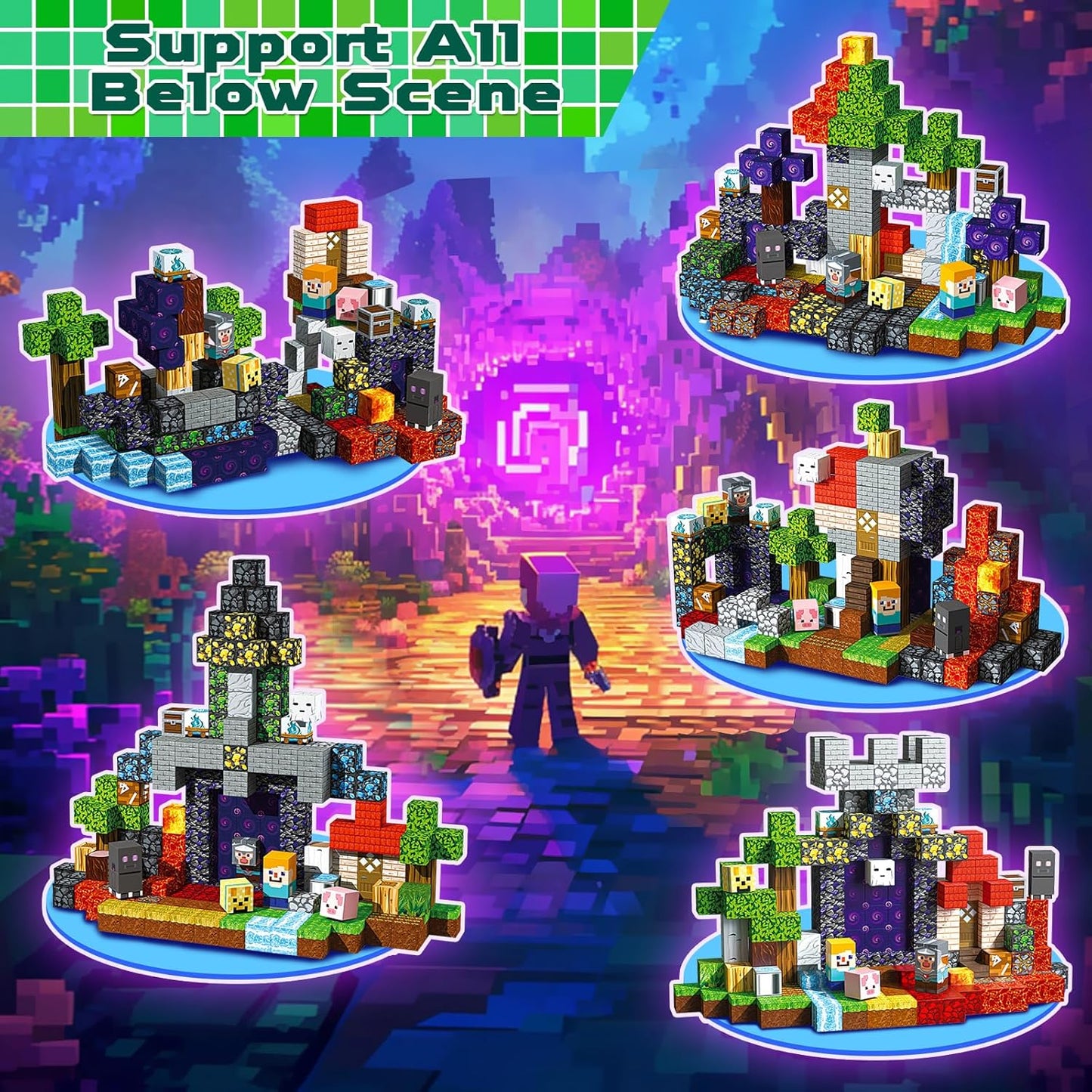 200 PCS 0.8in Magnetic Blocks - Magnet Toys for Kids, Magnetic Building Blocks Cubes, Stacking Magnets, School STEM Toys Birthday Gifts for Boys and Girls Age 3+ Years Old (Theme: Portal)