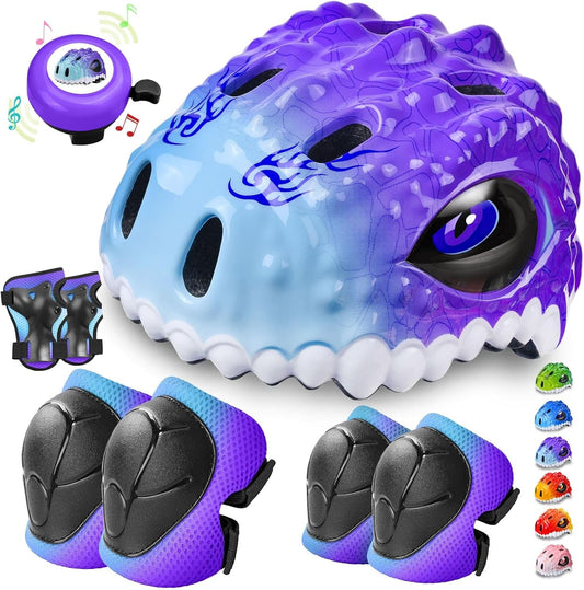 Toddler/Kids Bike Helmet Set for Boys Girls 3D Adjustable Kids Helmet Protective Gear Set Knee Elbow Wrist Pads and Multi-Sports Skateboard Scooter Cycling Roller Balance Bike