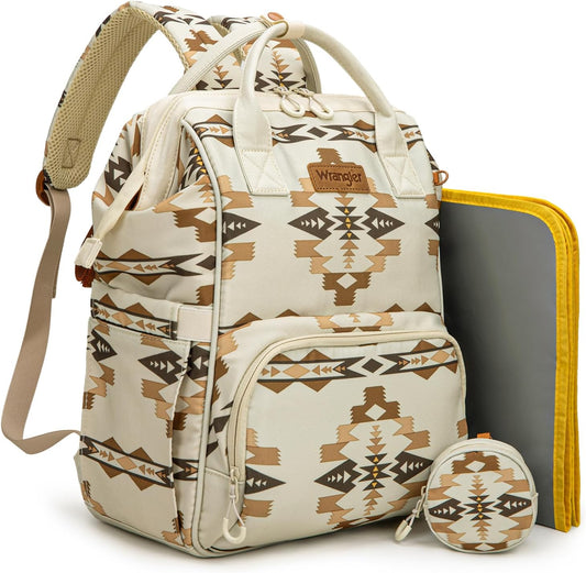 Wrangler Diaper Bag Backpacks Western Backpack Purses Multi-function Baby Bags for Mom with Waterproof Changing Pad & Pacifier Case