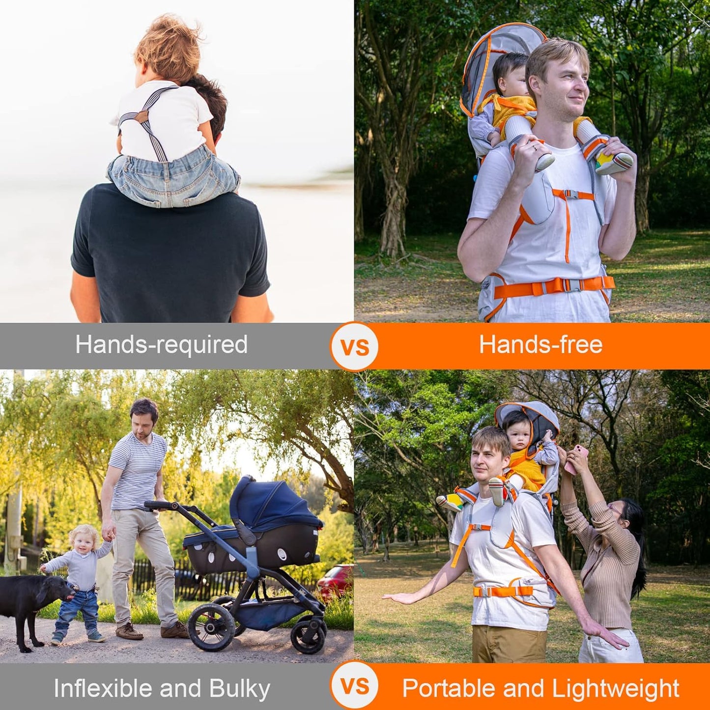 Baby Shoulder Carrier Baby Hiking Backpack Carrier with Rain Cover Sun Shade for Child Safe Backrest and Toddler Ergonomic Seat Holds 40 Pound for Children Between 6 Months-3 Years Old Babies